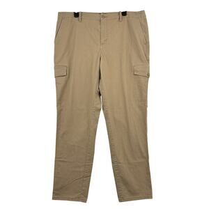 Lands End Pant Size 18 Tan High Rise Utility Straight Leg Pockets Cotton Stretch